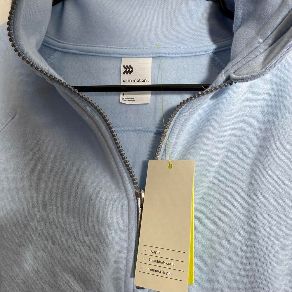 NEW All in motion blue quarter zip sweatshirt Size small Soft Cozy Athleisure - Picture 3 of 8